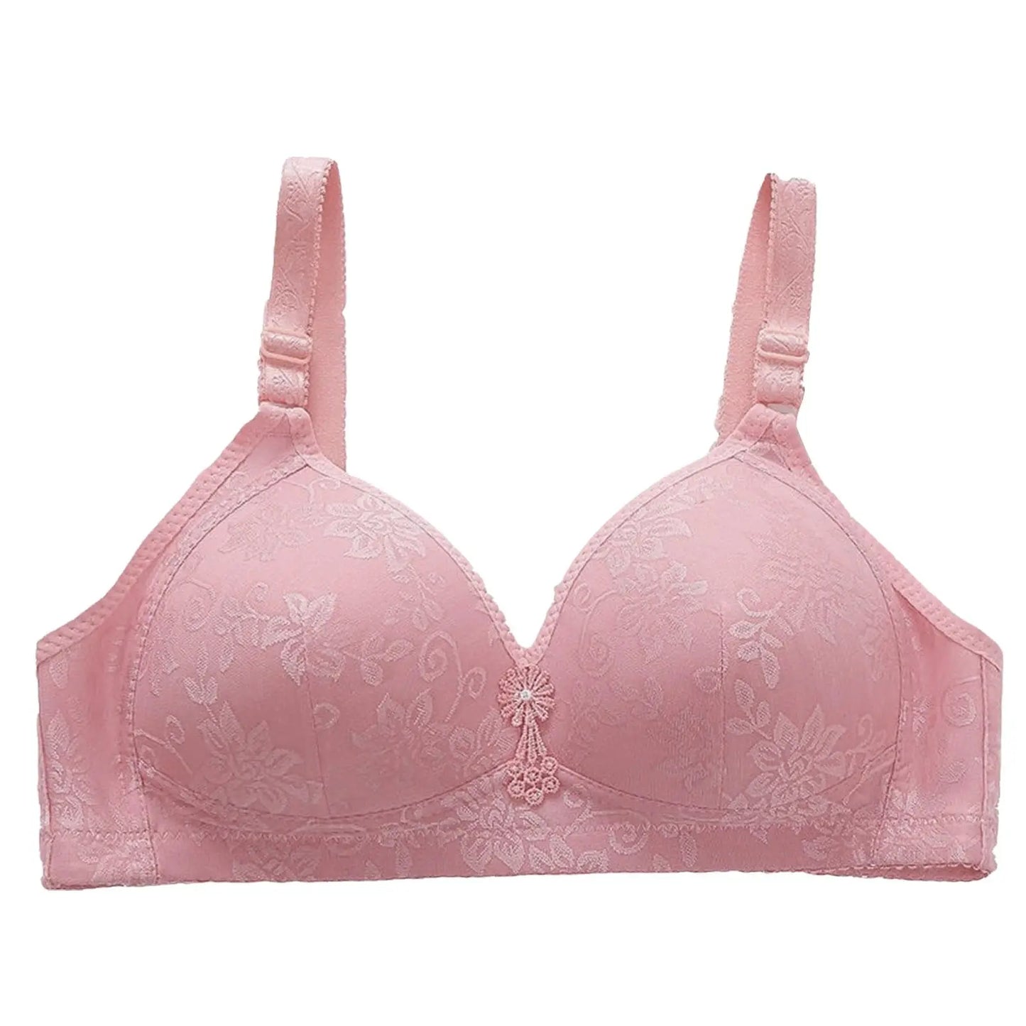 Comfortable Bra Breathable Adjustable Brassiere Thin Section Without Steel Ring Bra Large Breasts Appear Small Gathering Bra Peaceful Pleasures Health and Wellness Pink 46
