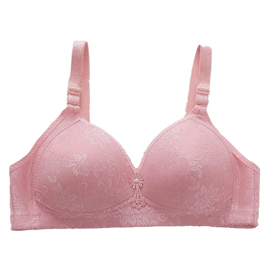 Comfortable Bra Breathable Adjustable Brassiere Thin Section Without Steel Ring Bra Large Breasts Appear Small Gathering Bra Peaceful Pleasures Health and Wellness Pink 46