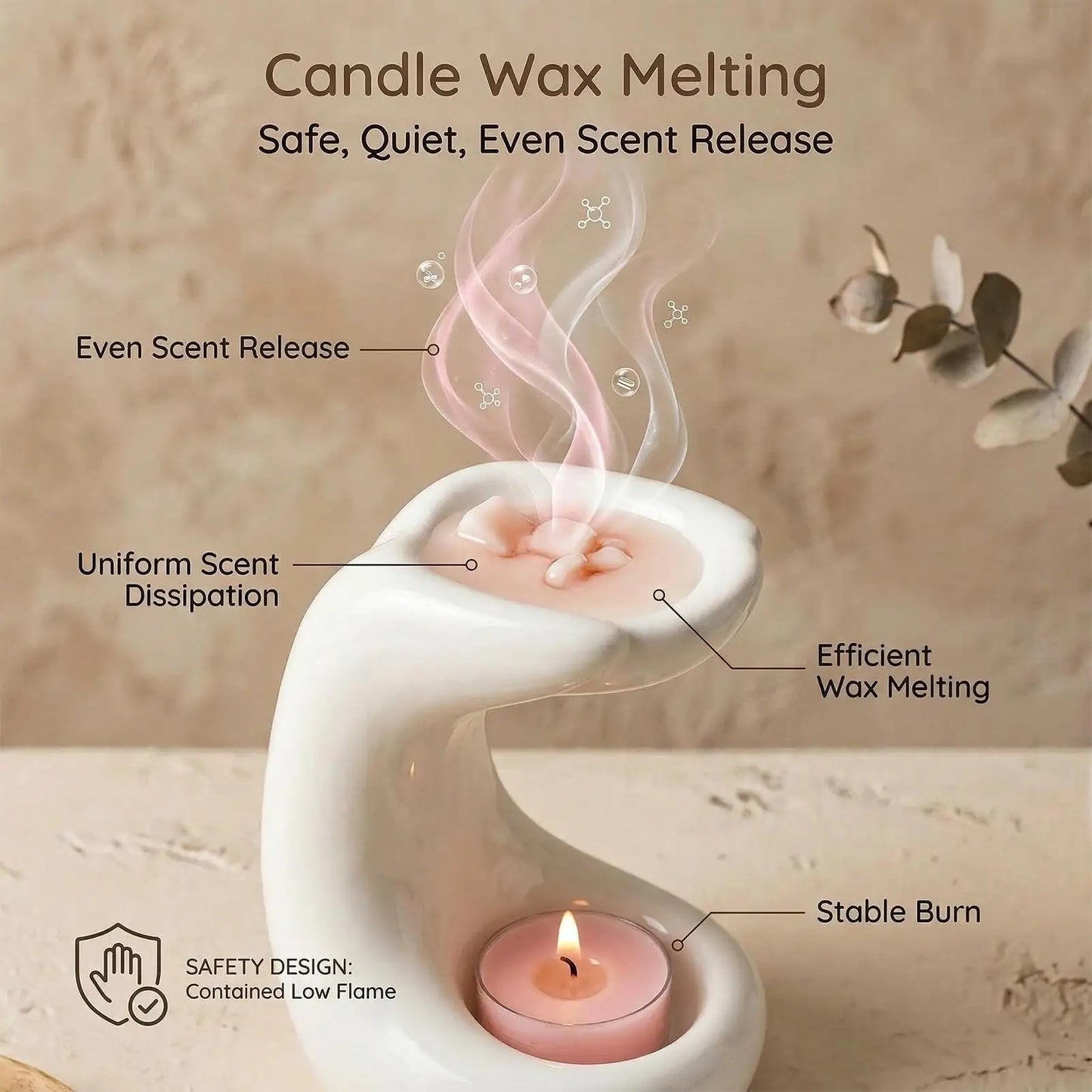 Tealight Wax Melt Warmer Palm Design Heater Art Ornament Ceramic Tea Candle Warmer For Home Bedroom Office Kitchen Coffee Table Peaceful Pleasures Health and Wellness