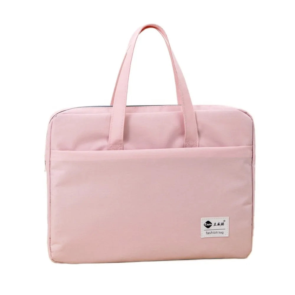 Large Capacity Document Storage Bag Double Layer Waterproof Book Storage Bag Oxford Cloth with Handle A4 File Organizer Peaceful Pleasures Health and Wellness Pink