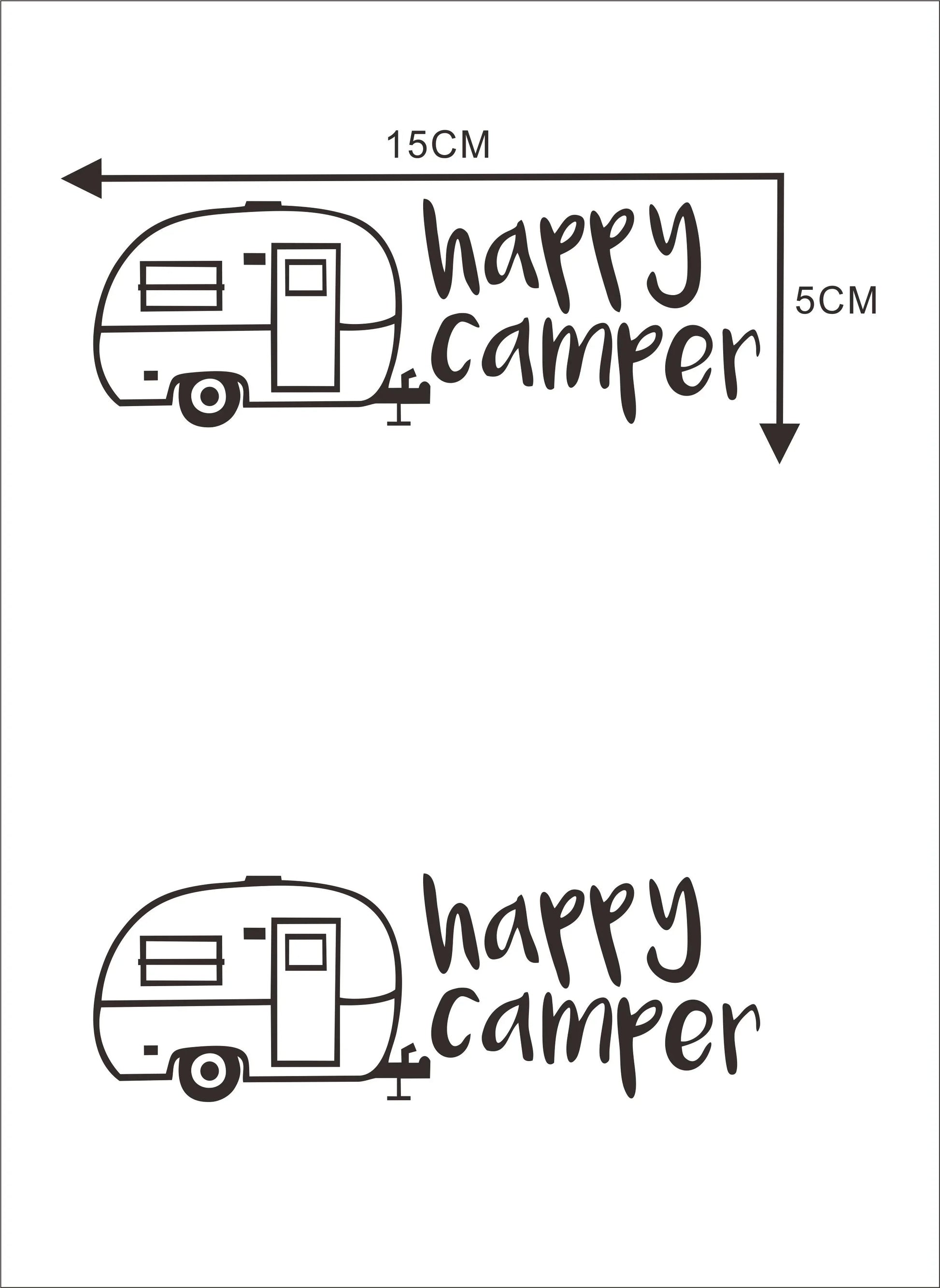 Happy Camper Car Sticker Decal Car Door Window Bumper Laptop Decor Waterproof Peaceful Pleasures Health and Wellness
