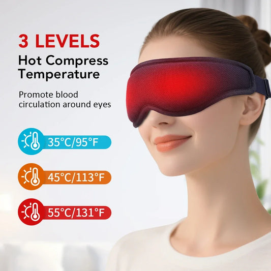 3D Electric Steam Eye Mask – Heat & Vibration Massage Electric Eye Massager Oasis Select