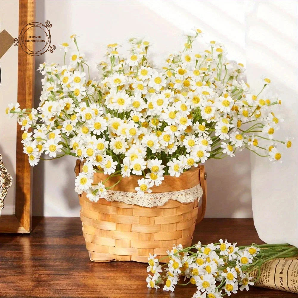 12PCS Artificial Daisy Flowers | 120 Blossoms Wedding Home Decor Artificial Flower Set Peaceful Pleasures Health and Wellness