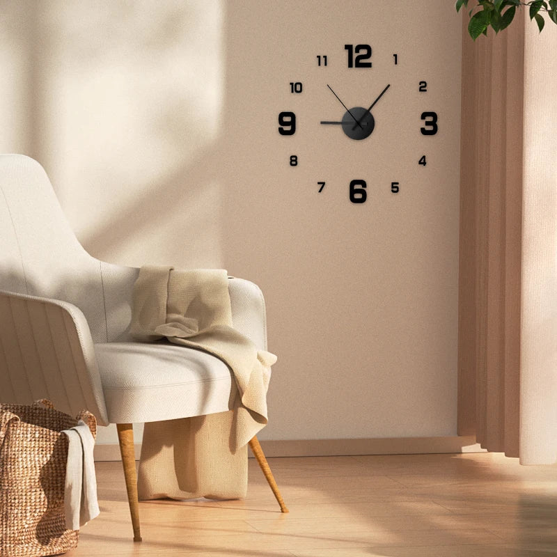 Creative Frameless DIY Wall Clock Wall Decal Home Silent Clock Living Room Office Wall Decoration Peaceful Pleasures Health and Wellness