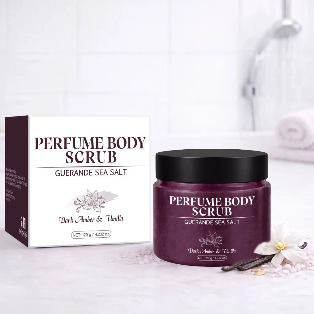 120g Sea Salt Perfume Exfoliating Body Scrub for Smooth Skin Body, Brighten Skin Tone,Amber & Vanilla Scent, Coral Rose Scent Peaceful Pleasures Health and Wellness