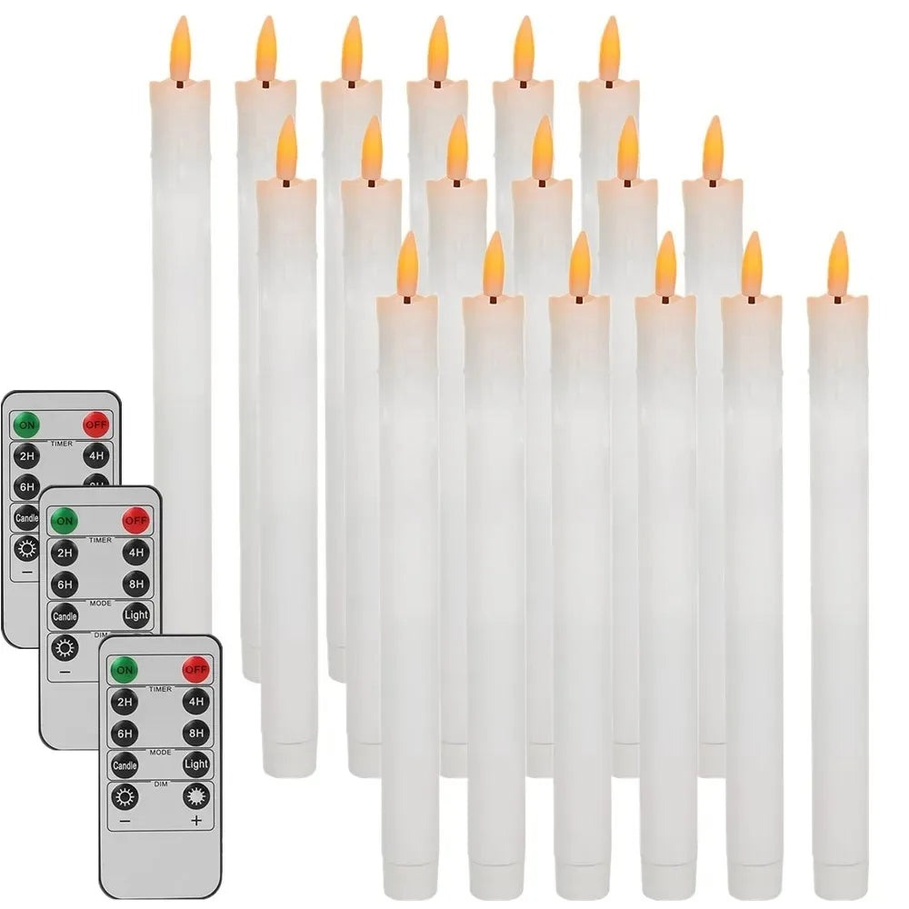 Flameless Flickering Taper Candles With/Without Remote Control Timer Dimmer Battery Operated Candlesticks for Christmas Wedding Peaceful Pleasures Health and Wellness 18Pc with Remote