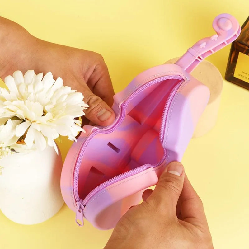 Violin Pencil Case – Silicone Pen Box & Makeup Pouch