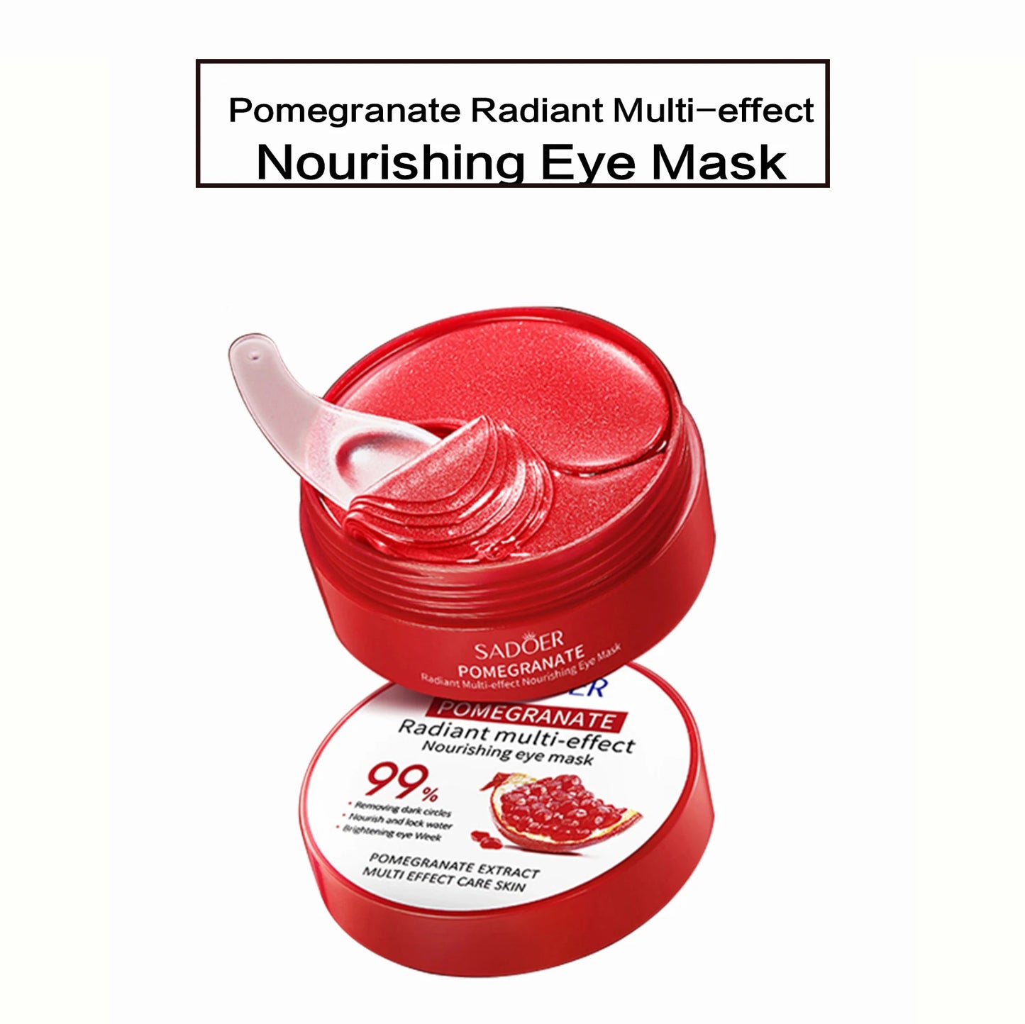 60 Pieces (30 Pairs) of Hydrating Eye Masks, Nourishing and Moisturizing the Skin Around the Eyes, Making the Skin Around the Eyes Smooth and Soft, Exquisite Eye Masks with a Two-Tone Design Peaceful Pleasures Health and Wellness 1Box Pomegranate 80G