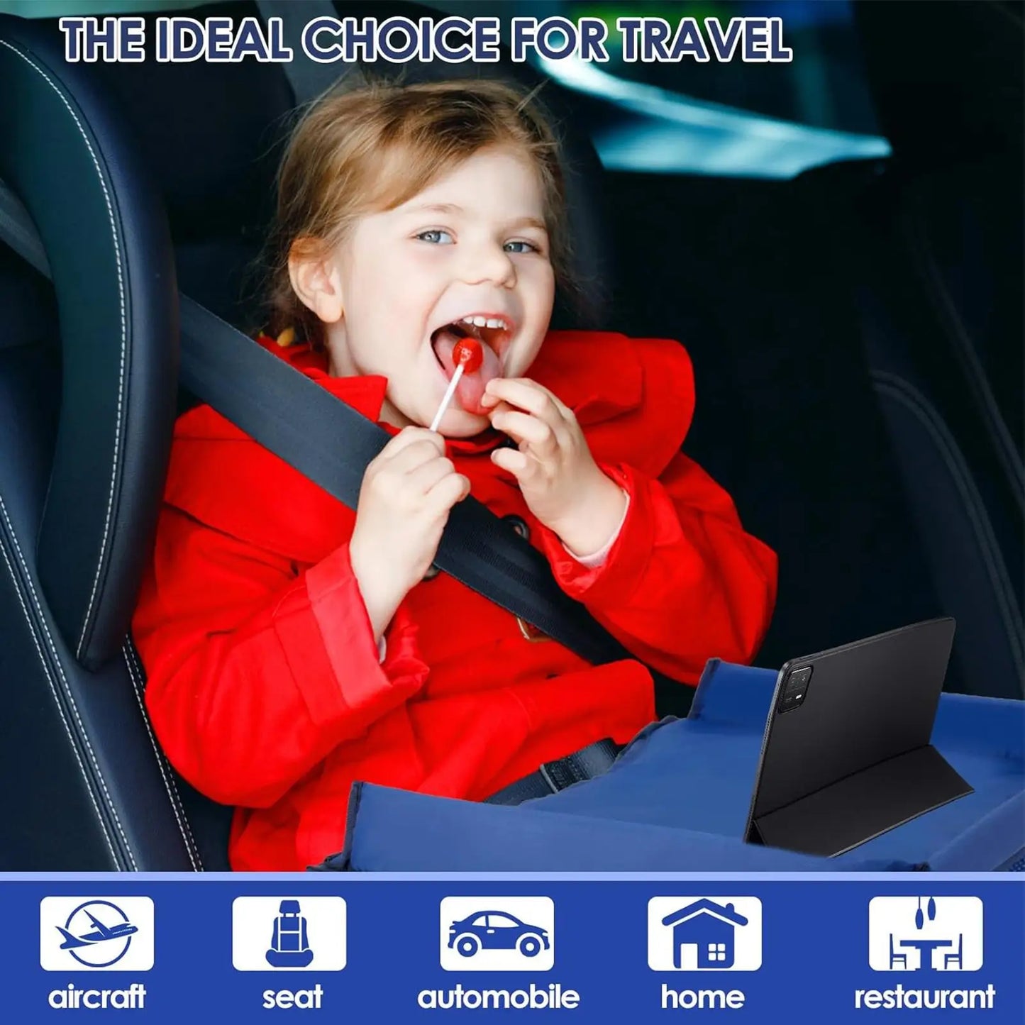 Kids Car Seat Travel Tray – Foldable Play Table & Organizer