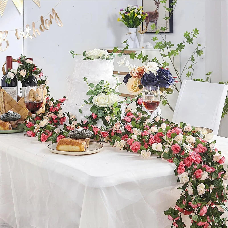 2.5m Silk Rose Artificial Flower Vine Garland – Wedding Decor