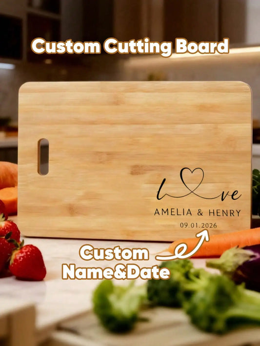 Custom Cutting Board Personalized Name Date Reversible Cheese Platter Tray Kitchen Decor Gift For Couples Wedding Anniversary Peaceful Pleasures Health and Wellness