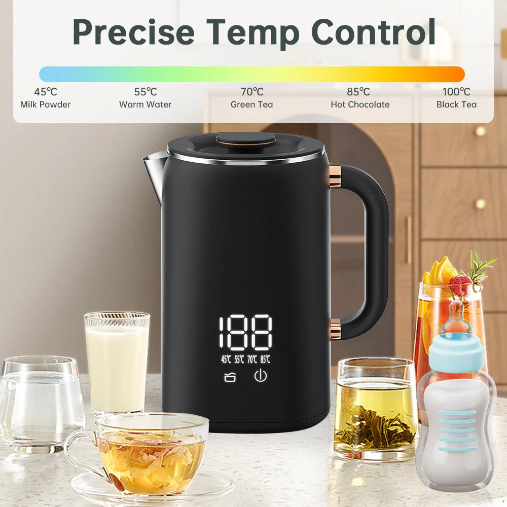 URGGU 1.7L Electric Kettle | 5-Temp Settings & Auto Shut-Off