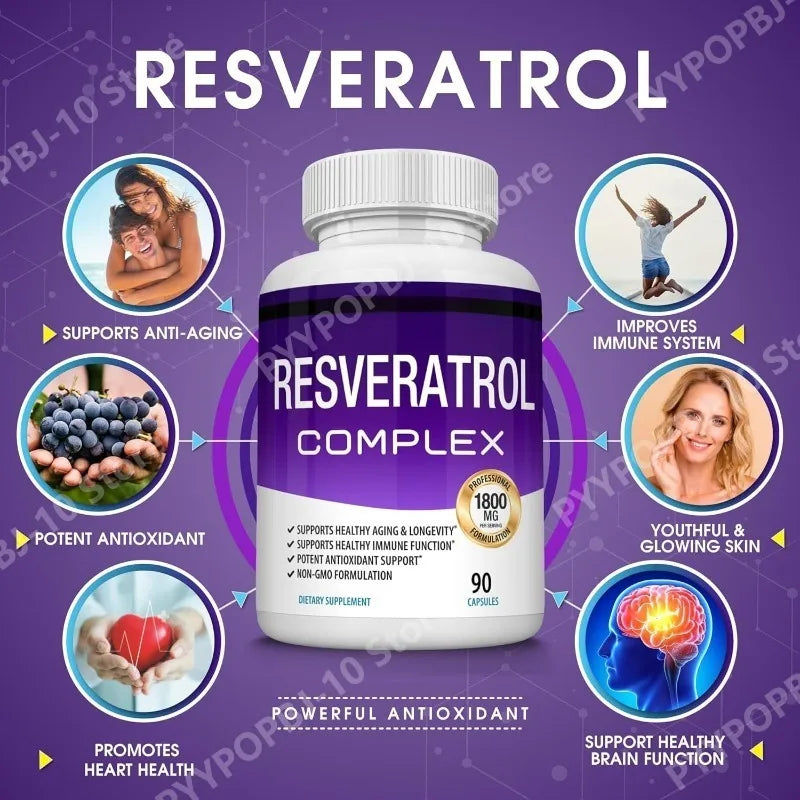 Resveratrol Complex 1800mg | 90 Veg Caps | Antioxidant Support