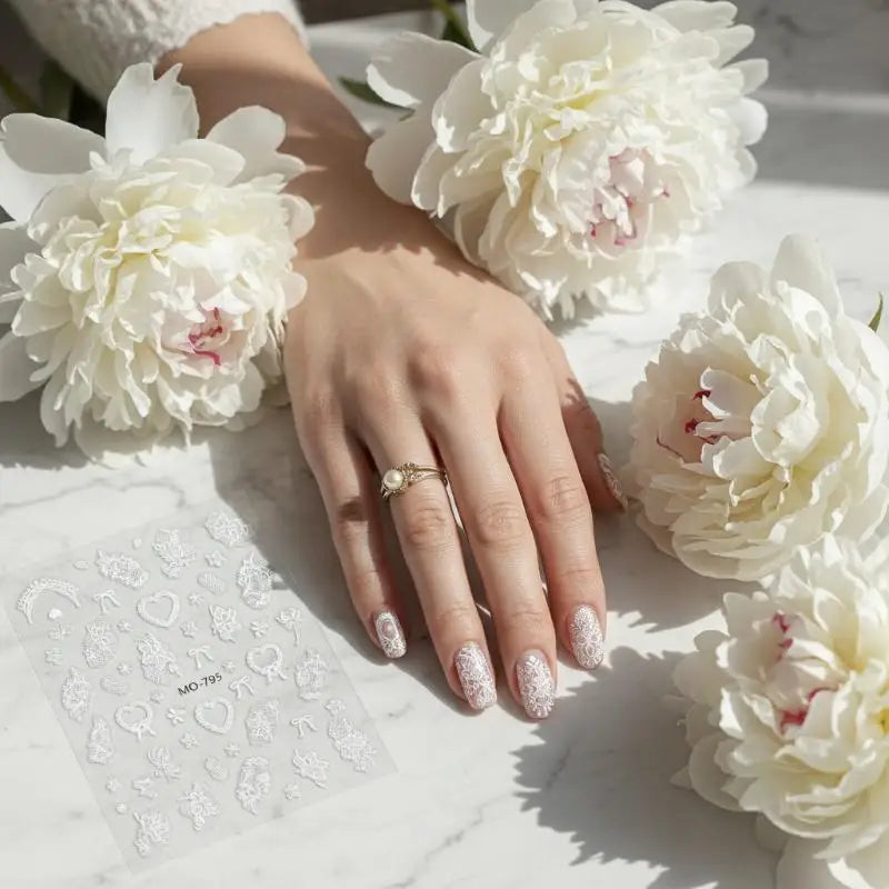 Lace Flower Bow Hollow Out Nail Stickers Relief Nail Appliques Nail Charms DIY For Manicure Decoration Peaceful Pleasures Health and Wellness