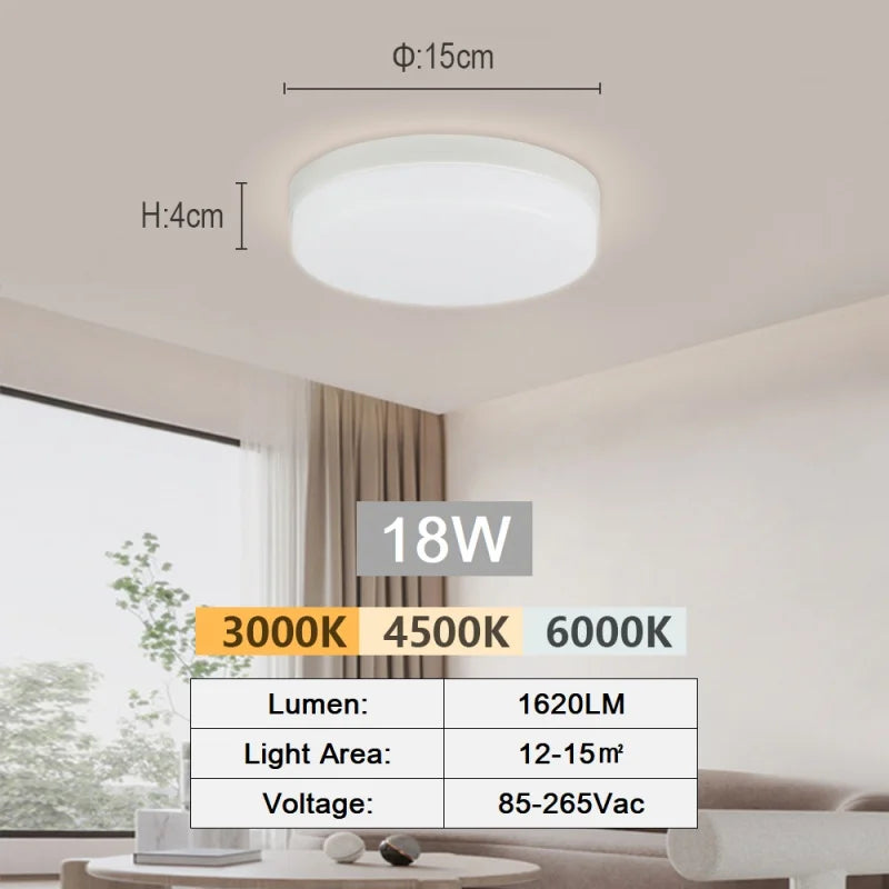RUNTOIN Ultra-Thin LED Flush Mount Ceiling Light 18W–48W
