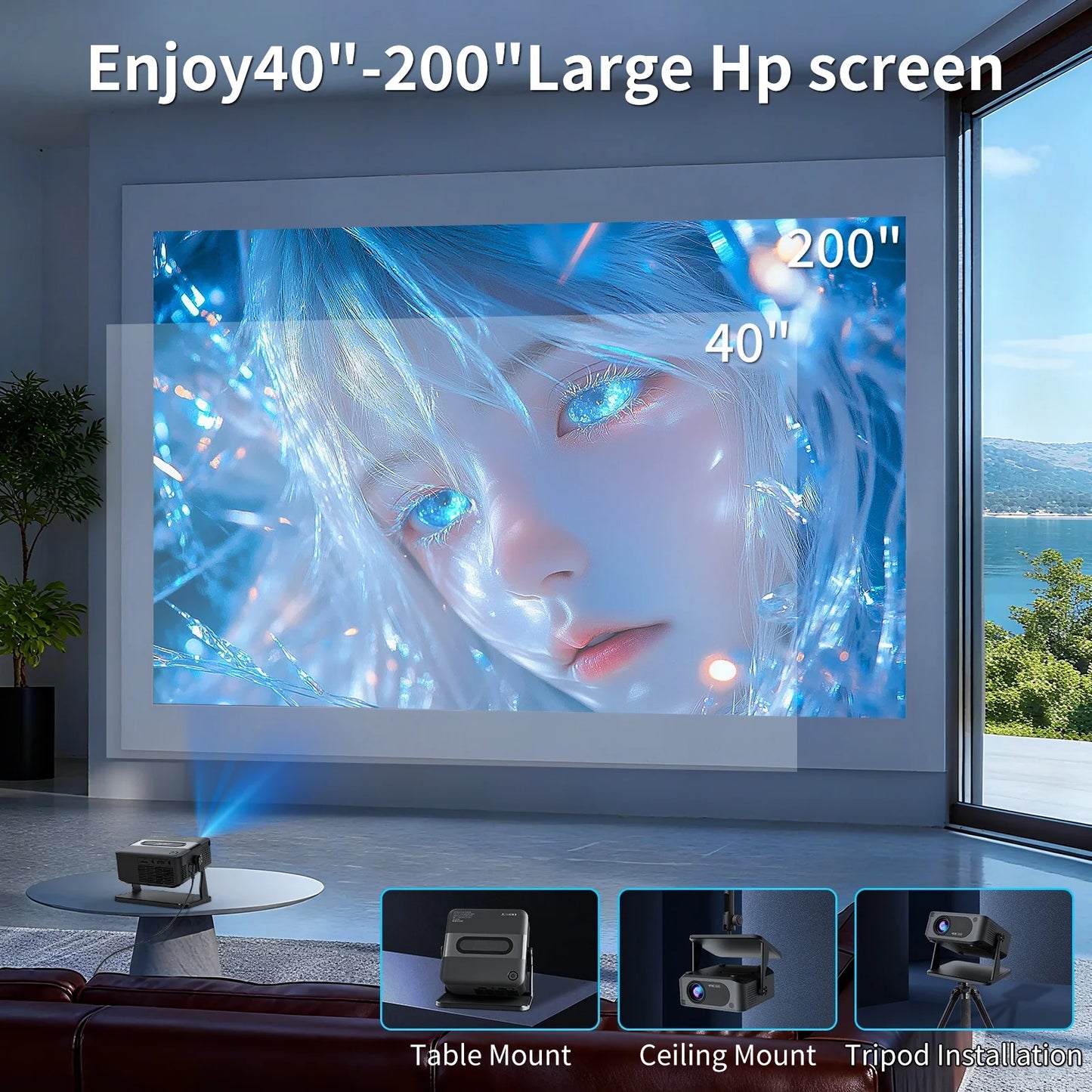 HA109 Projector 4K Android 11 720P Projectors Wifi5 200" Portable Projector Bt5.4 1280*720P Home Cinema Outdoor Projetor Peaceful Pleasures Health and Wellness