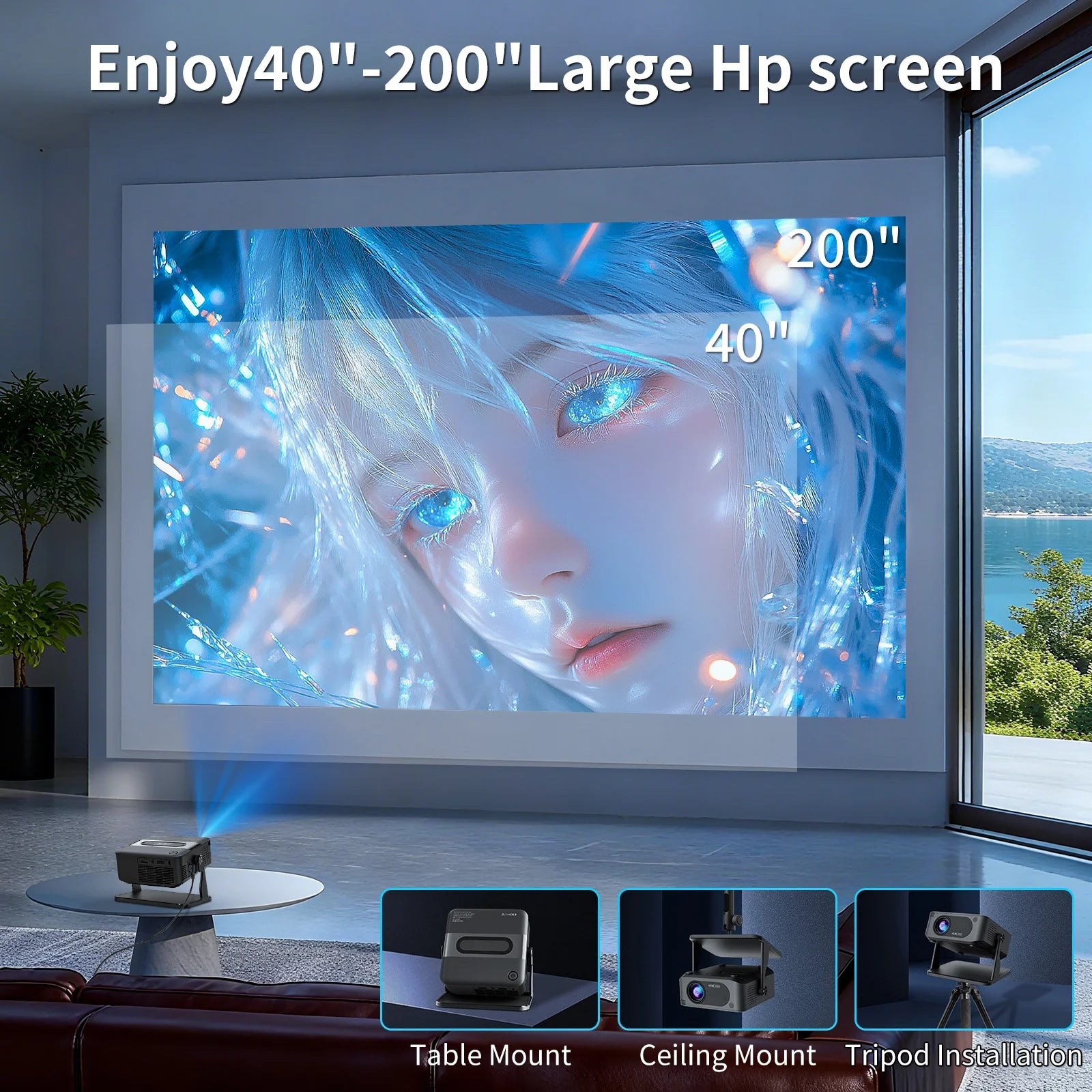 HA109 Projector 4K Android 11 720P Projectors Wifi5 200" Portable Projector Bt5.4 1280*720P Home Cinema Outdoor Projetor Peaceful Pleasures Health and Wellness