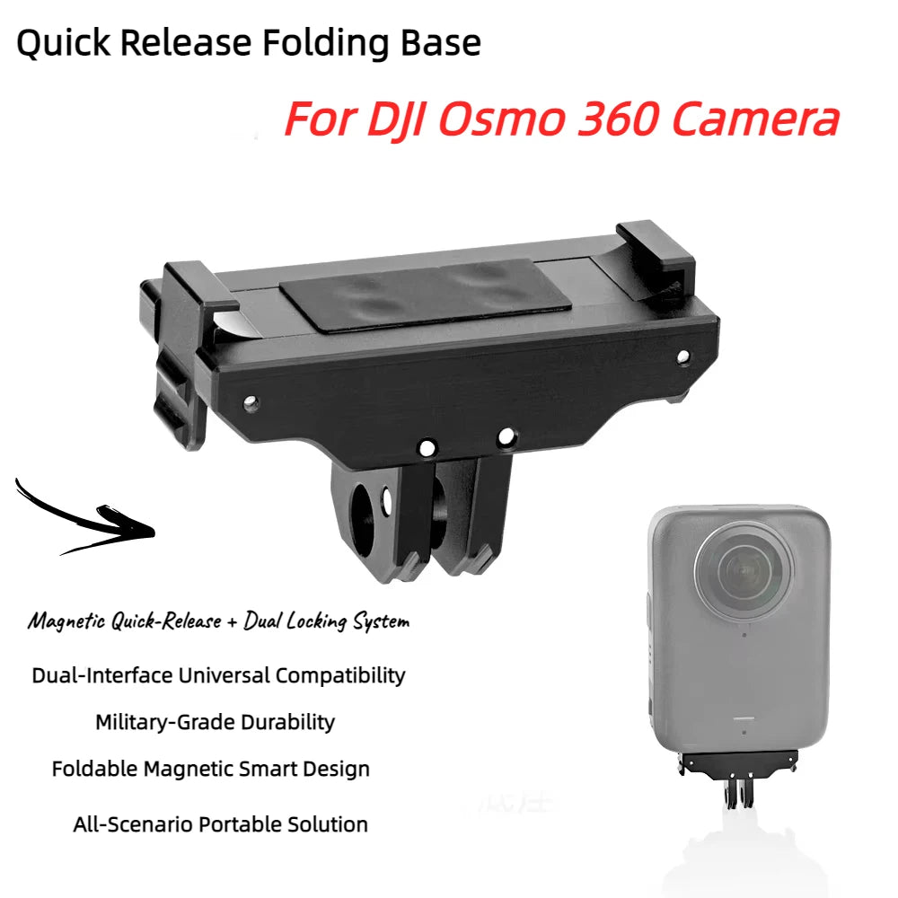 Magnetic Camera Mounting Base With 1/4 Inch Screw Hole Quick Release Foldable Extension Mount For DJI Osmo 360 Camera Peaceful Pleasures Health and Wellness
