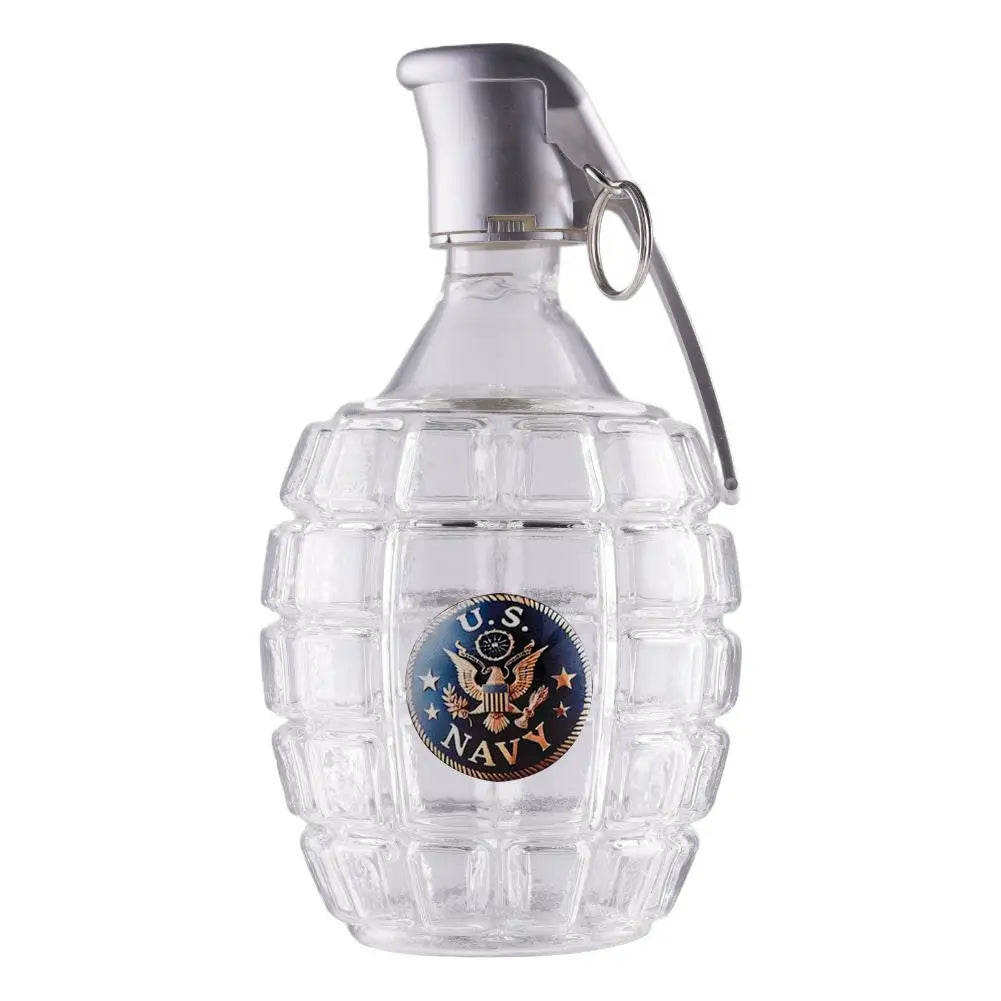 Military Hand Grenade Whiskey Bottle | Veteran Gift Glass Novelty Whiskey Bottle Peaceful Pleasures Health and Wellness Navy