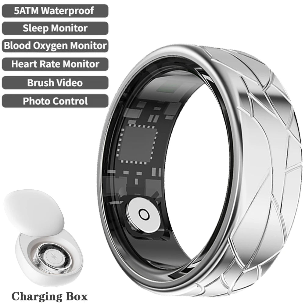 2026 Smart Ring Health and Sleep Tracker Heart Rate Blood Oxygen Monitor Brush Video 5ATM Waterproof Multi Sports Men Women Ring Peaceful Pleasures Health and Wellness Silver Pro 13
