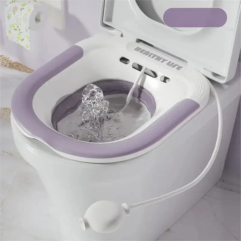 Foldable Ergonomic Sitz Bath Basin Portable Toilet Soaking Seat for Pregnant Women Hemorrhoid Treatment Care Peaceful Pleasures Health and Wellness Purple