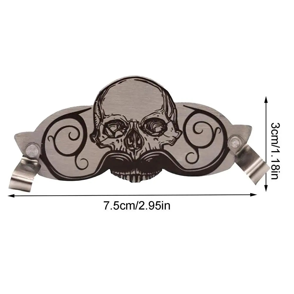 Skull Stainless Steel Mustache Guard for Drinking Mustache Drinking Guard Peaceful Pleasures Health and Wellness Silver