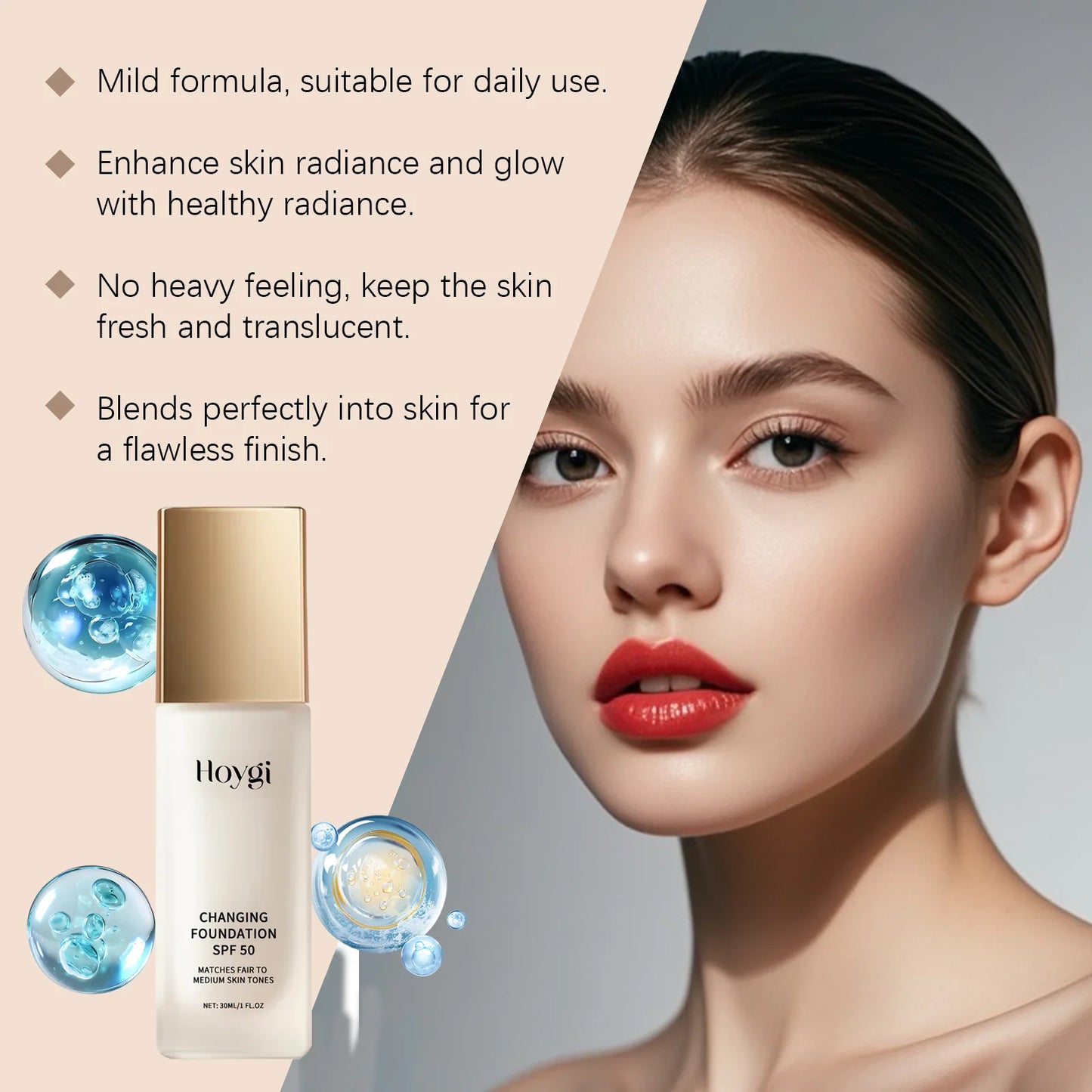 SPF 50 Liquid Concealer Foundation – Matte Oil Control 30ml