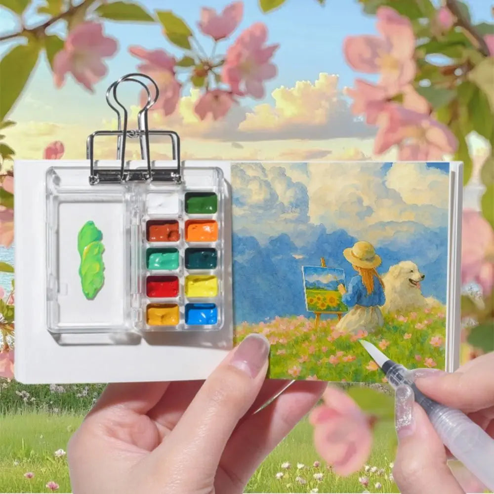 10/21 Grid Watercolor Paint Palette Foldable Mini Paint Pigment Box Waterproof Portable Travel Painting Tray Travel Peaceful Pleasures Health and Wellness