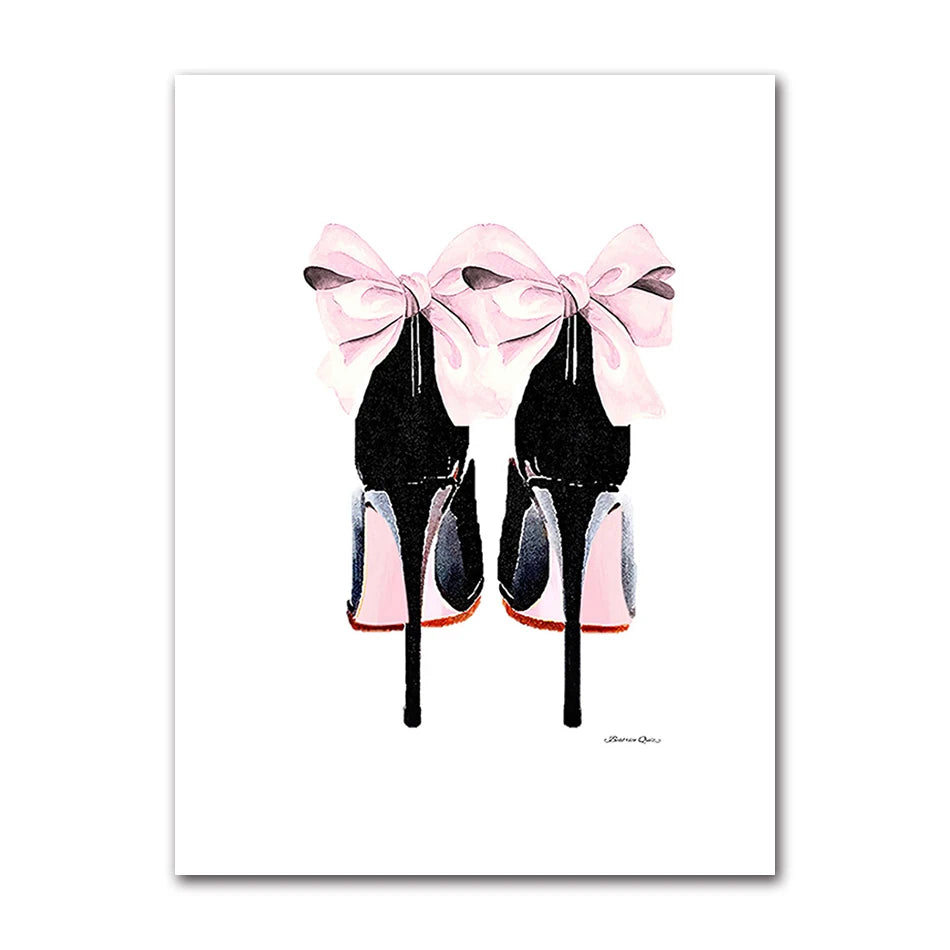 Modern Fashion Canvas Wall Art | Women Lips High Heels Poster