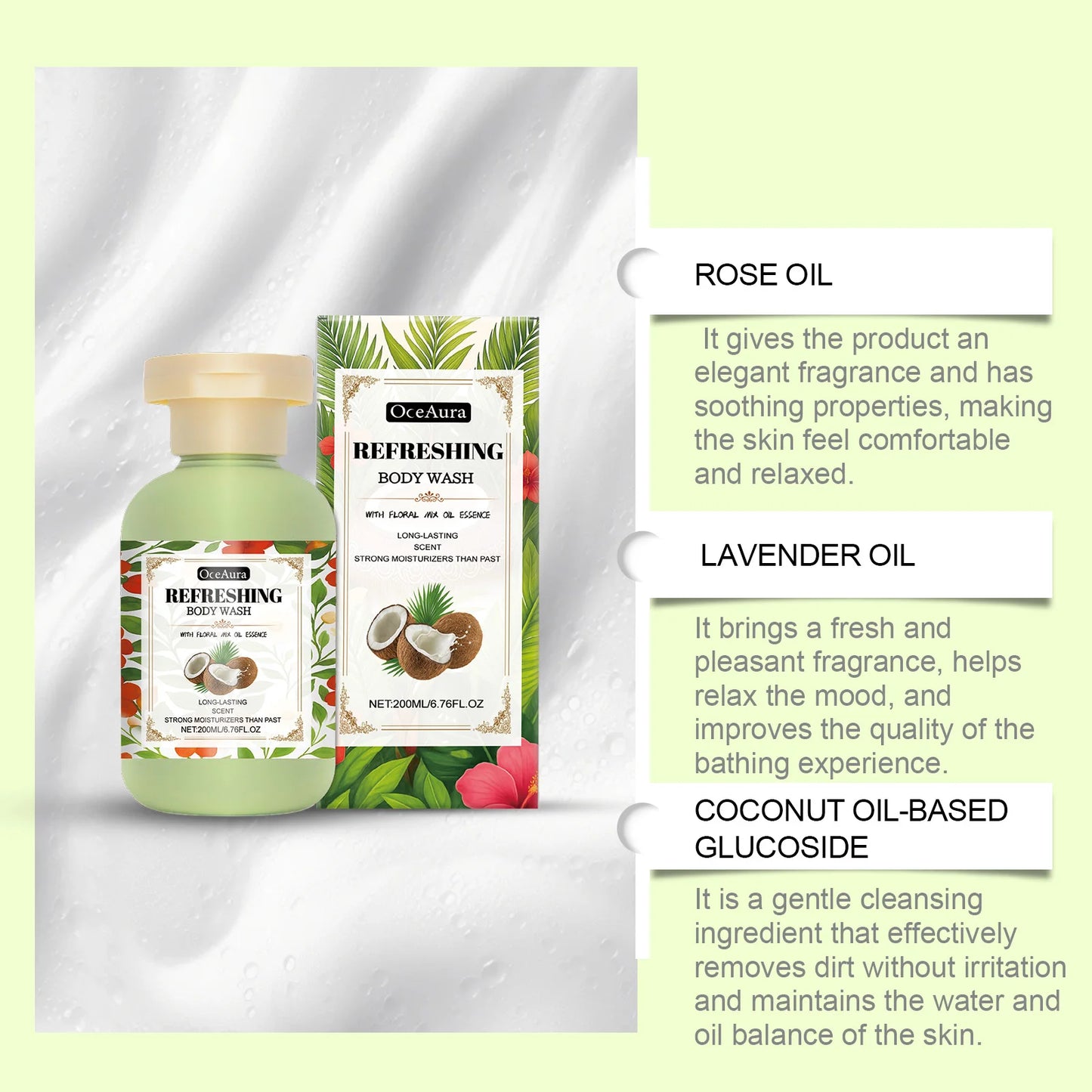 OceAura Fragrance Shower Gel | Moisturizing Brightening Body Wash