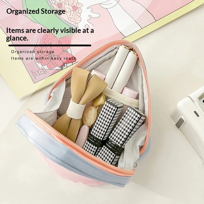 2026 New Beauty Storage Cases Simple Contrast Color Square Triangle Makeup Case Storage Bag Travel Toiletry Bag Cosmetic Bag Peaceful Pleasures Health and Wellness