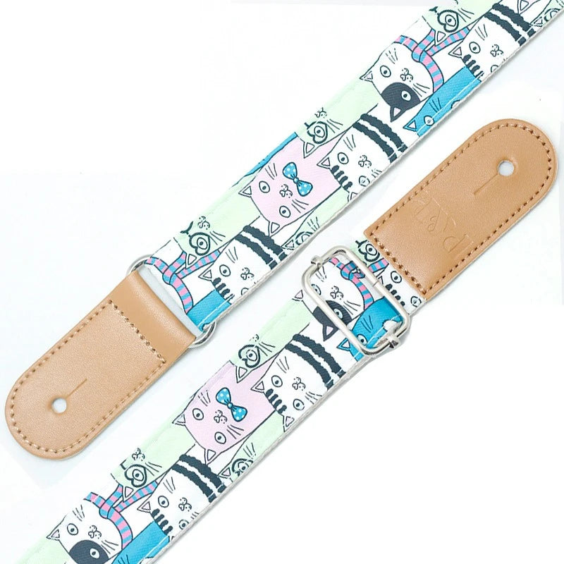 Cute Cartoon Printed Ukulele Strap Adjustable Guitar Belt Shoulder Straps for Ukulele Electric Acoustic Guitar Bass Accessories Peaceful Pleasures Health and Wellness L