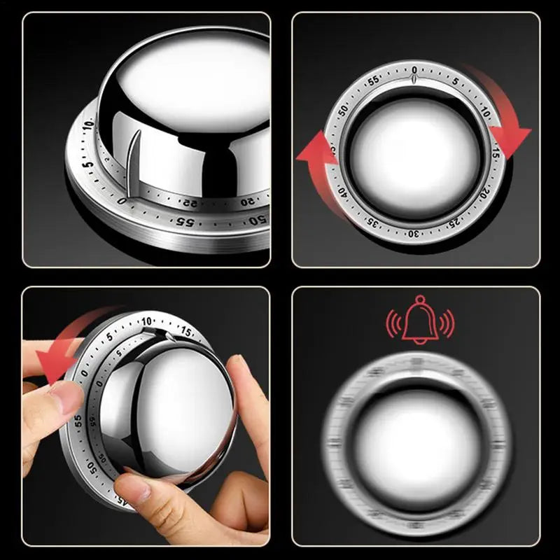 Stainless Steel Mechanical Kitchen Timer | Magnetic Base