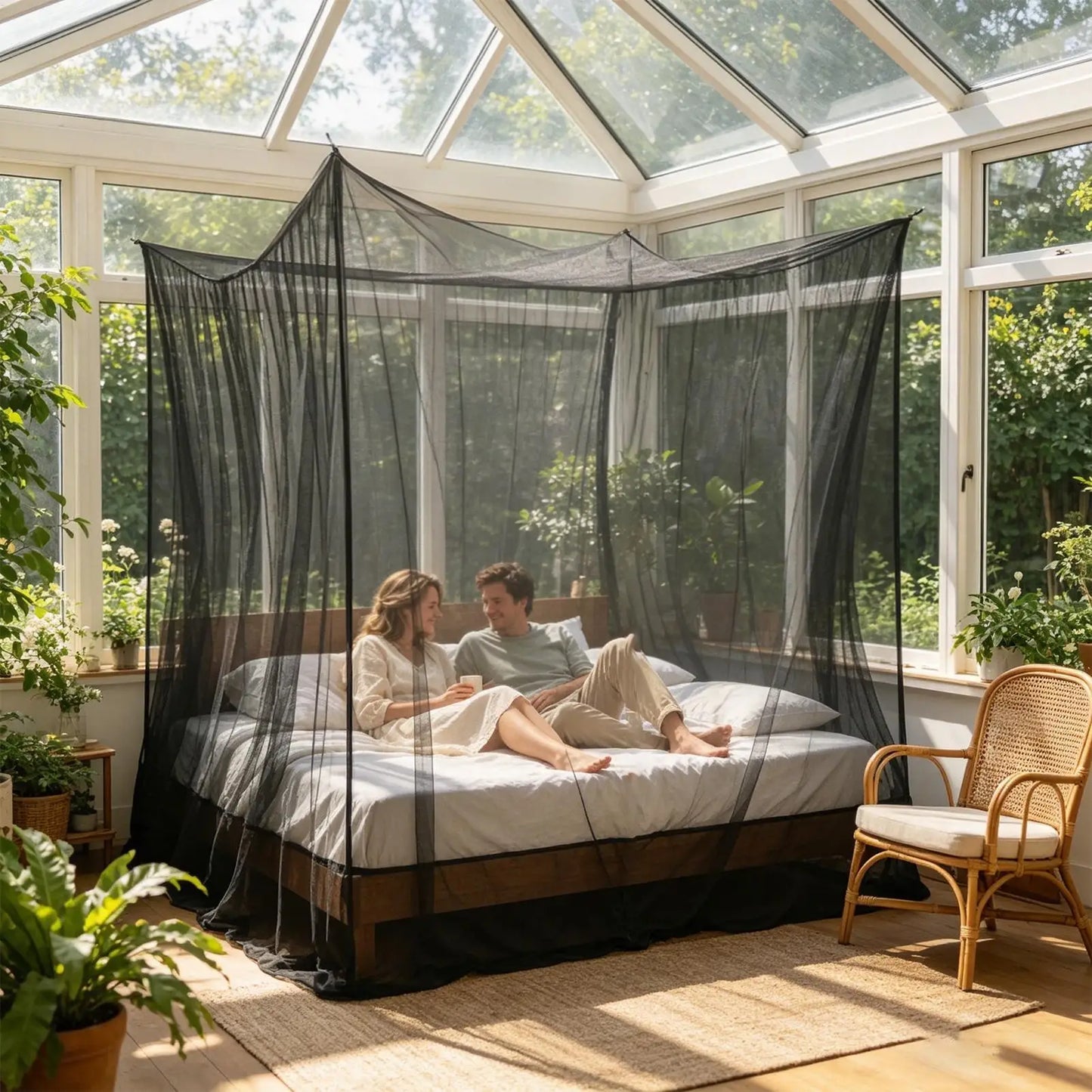 Patio Netting 9.84x9.84x8.2ft Portable Square 4 Corner Mesh Drapes Camping Cot Mosquito Net For Tables Chairs Under Gazebo Peaceful Pleasures Health and Wellness