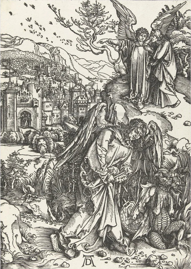 Albrecht Dürer Revelation Canvas Wall Art | B&W Christian Print