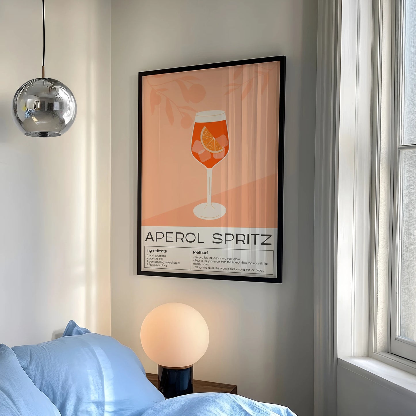 Aperol Spritz Canvas Wall Art | Modern Minimalist Cocktail Print