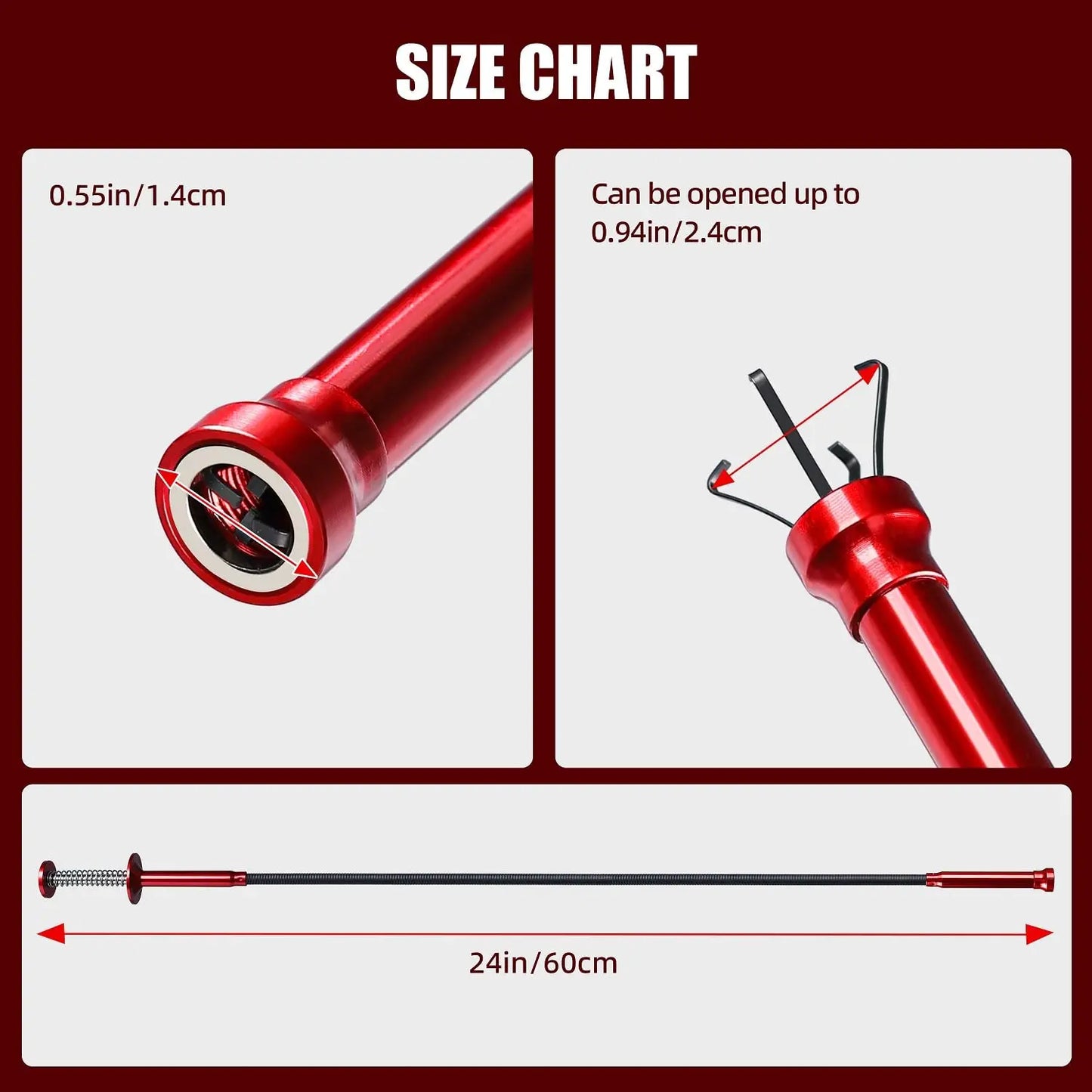 24" Flexible Magnetic Pickup Tool w/ 4-Claw Gripper & Spring Handle. Reach anywhere! Bathroom, engine, kitchen & sewers. Peaceful Pleasures Health and Wellness