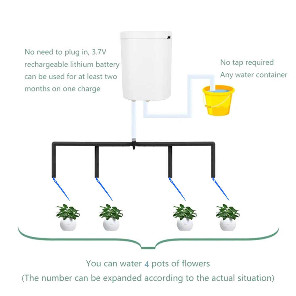 Automatic Plant Flower Watering Pump Home Sprinkler Drip Irrigation Device 2/4/8/16 Heads Pump Timer System Kit Garden Tool Peaceful Pleasures Health and Wellness