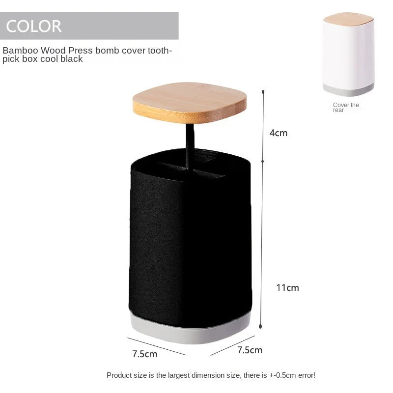 Household creative press-type toothpick box large-capacity grid toothpick tube simple personality toothpick storage tube Peaceful Pleasures Health and Wellness Black