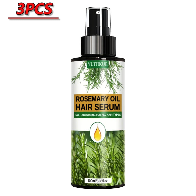 YUITIKUE Rosemary Oil Hair Serum Fast Absorbing Hair Care Spray for All Hair Types Scalp Treatment Hair Oil 100ml Peaceful Pleasures Health and Wellness 3pcs