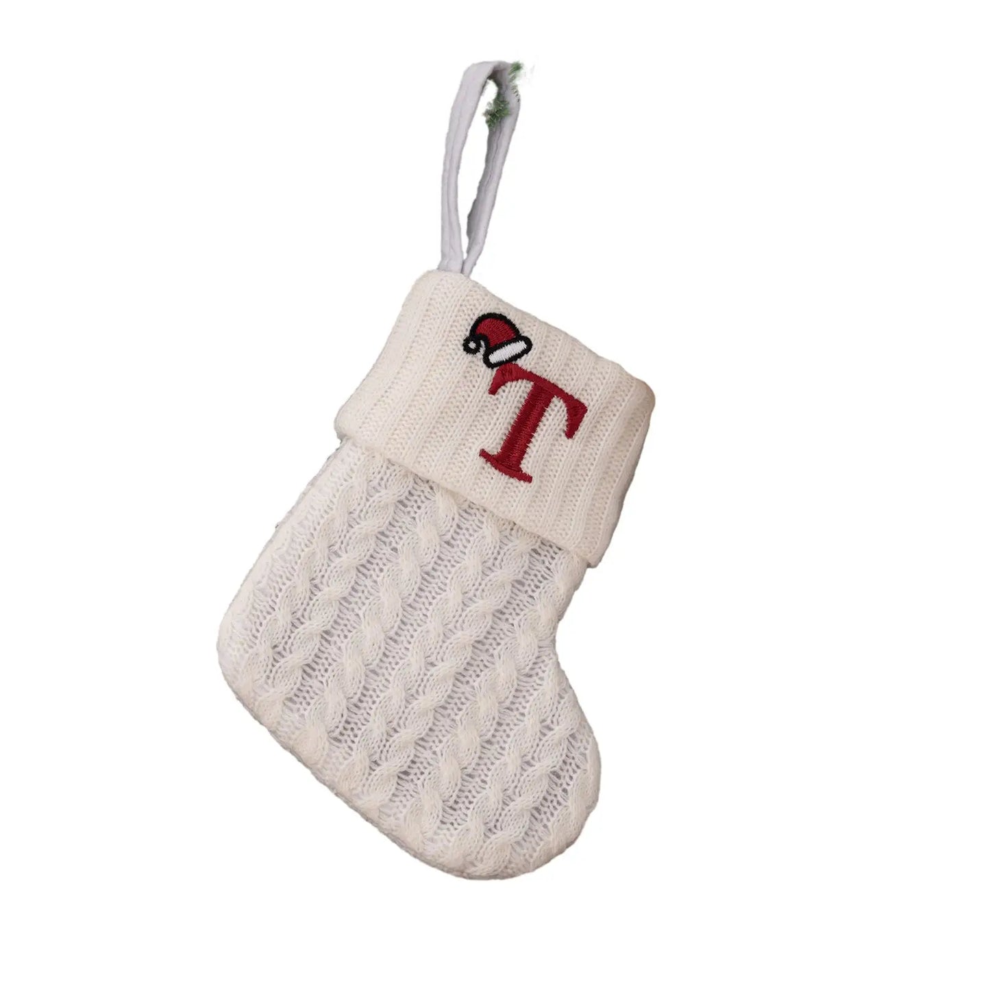 Knitted Christmas Stocking with Hanging Rope | Kids Candy Bag