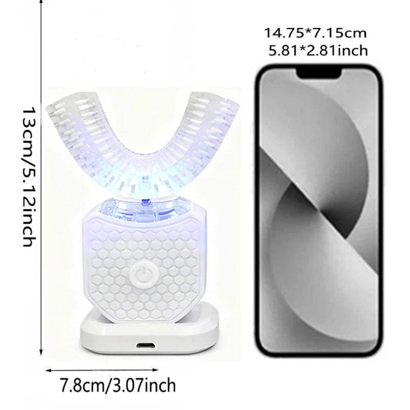 Teeth whitening lamp, U-shaped ultrasonic wireless electric toothbrush, 360° lazy adult silicone toothbrush set Peaceful Pleasures Health and Wellness