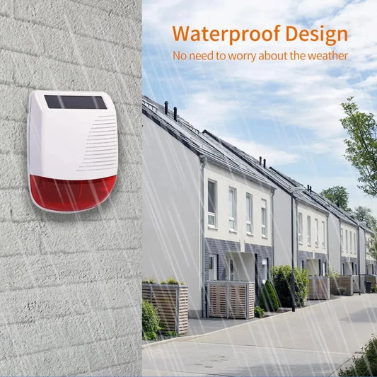 433MHz Solar-Powered Wireless Siren Alarm - 120dB Outdoor Security Horn with Strobe Light, Waterproof for Smart Home Peaceful Pleasures Health and Wellness