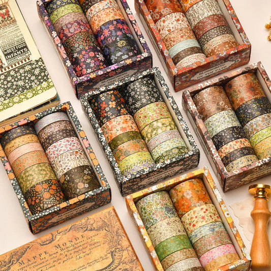 12 Rolls Washi Floral Plant Tape Set DIY Colored Decorative Masking Tape Notebook Journaling Craft Present Wrapping Stickers Peaceful Pleasures Health and Wellness