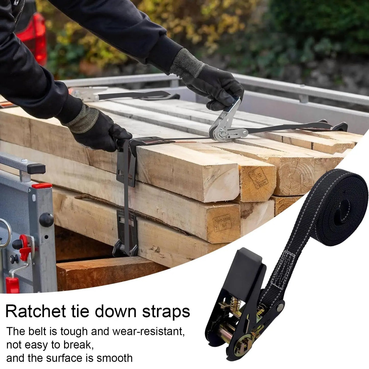 Heavy-Duty Ratchet Tie Down Cargo Strap – 1760lb Load