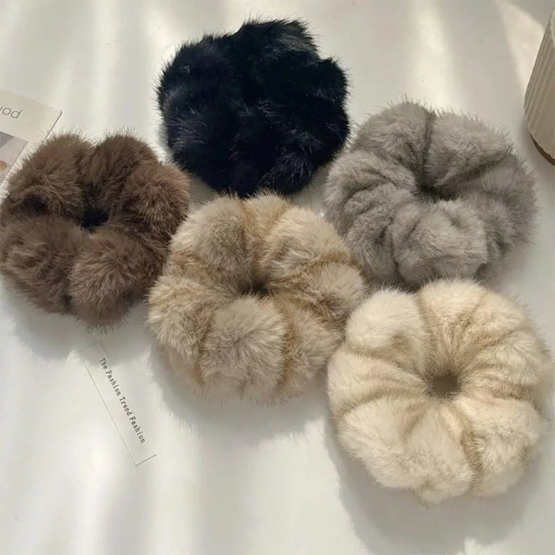 Autumn Winter High-quality Faux Mink Fur Pleated Large Intestine Hair Band Versatile and Elegant with Soft and Fluffy Hair Tie Peaceful Pleasures Health and Wellness