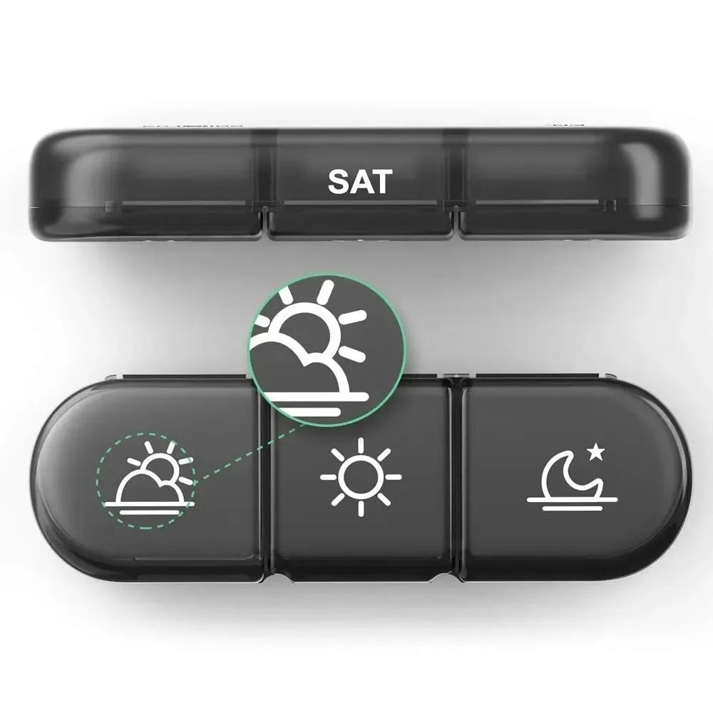 7-Day Weekly Pill Organizer – 21 Grids, 3x Daily, Large Portable Pill Case for Tablets, Vitamins & Supplements