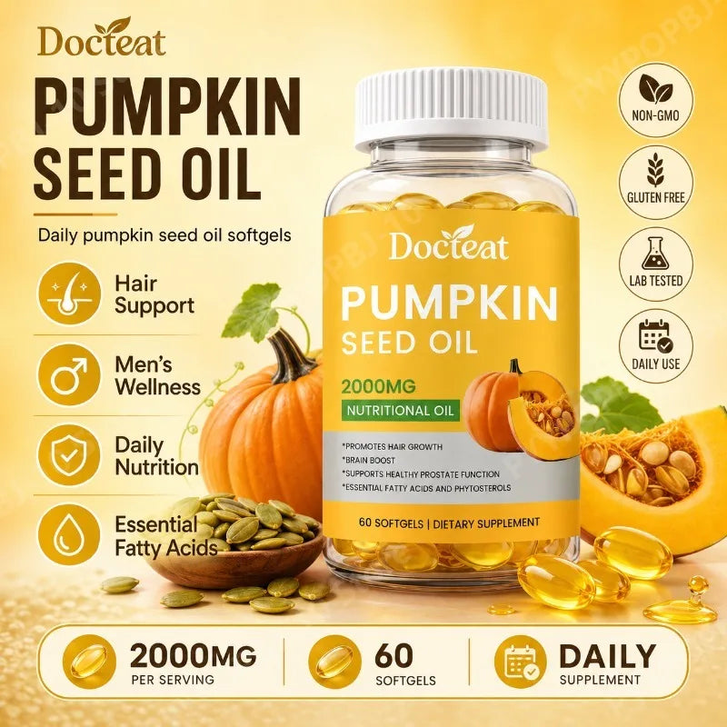 Pumpkin Seed Oil 2000mg Softgels – Men's Wellness, 60ct