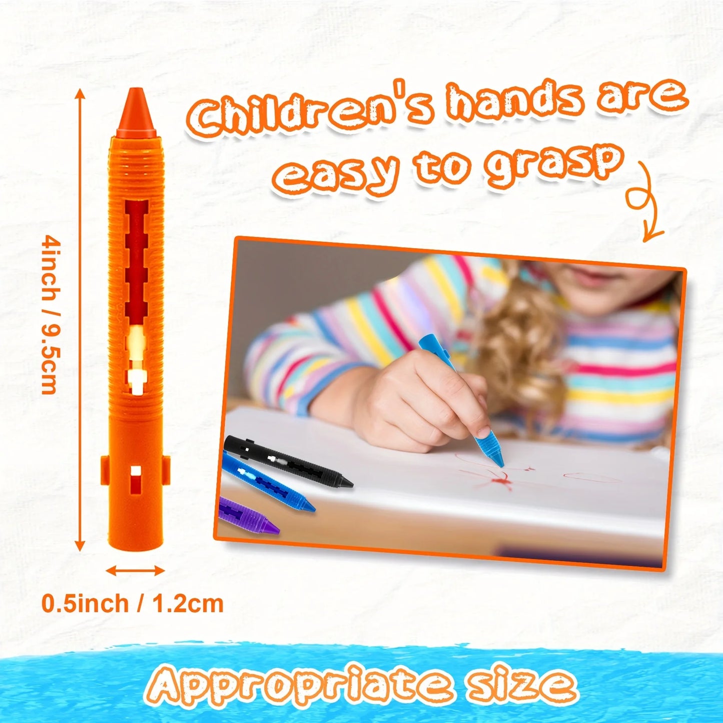 Washable Bath Crayons for Kids – 6-Color Bathtub Art Set