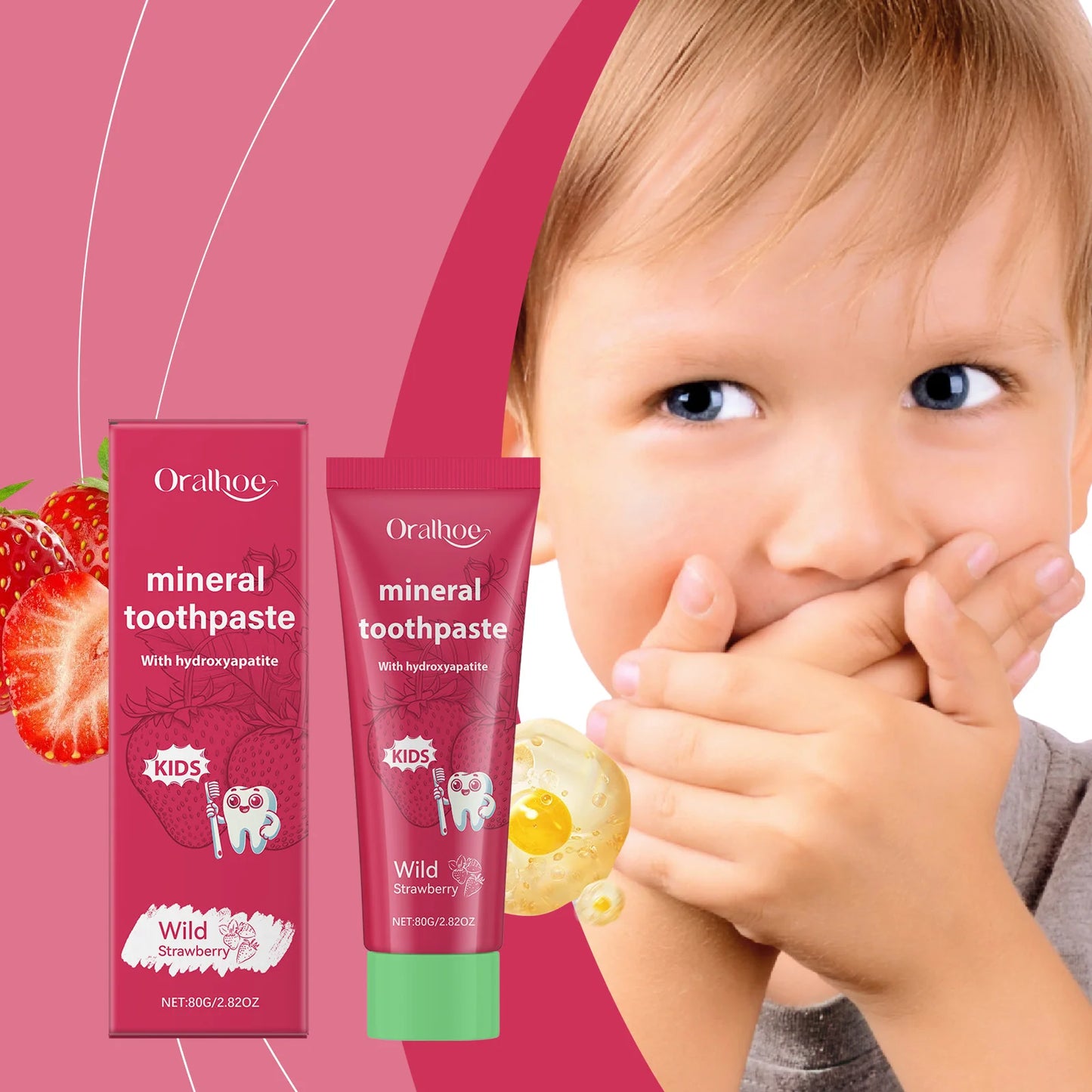 Oralhoe Kids Strawberry Toothpaste | Cavity & Fresh Breath